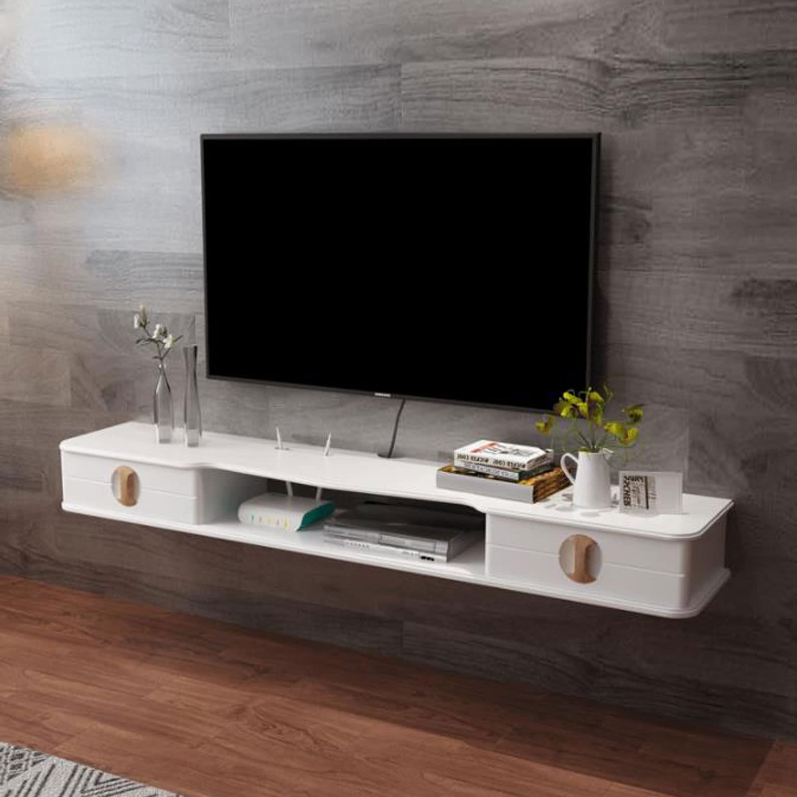 Scaffale galleggiante da parete per TV, lettori DVD, giocattoli, libreria, supporti TV, console TV, organizer con router, set top box, cornici per foto, CD, lettore DVD, Sky Box per la casa