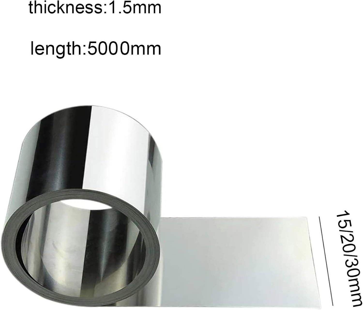 Stainless Steel Foil Roll, Metal Foil Plate,Thin Sheet Aluminum Foil Roll Suitable Apply to DIY Craft, Kitchenware, Mold Shim/Silver / 1.5x15x5000mm(1.5x30x5000mm)