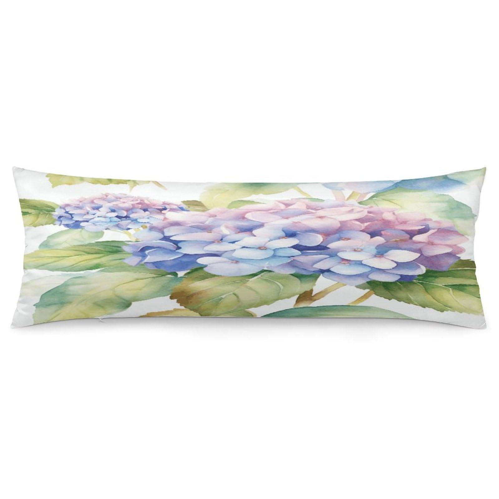 Hydrangea Watercolor Throw Pillow Cover Soft Pillow Case Decorative Lumbar Pillow Cover Cozy Throw Pillowcase Polyester Rectangular Cushion Case Decor for Couch Sofa Bed