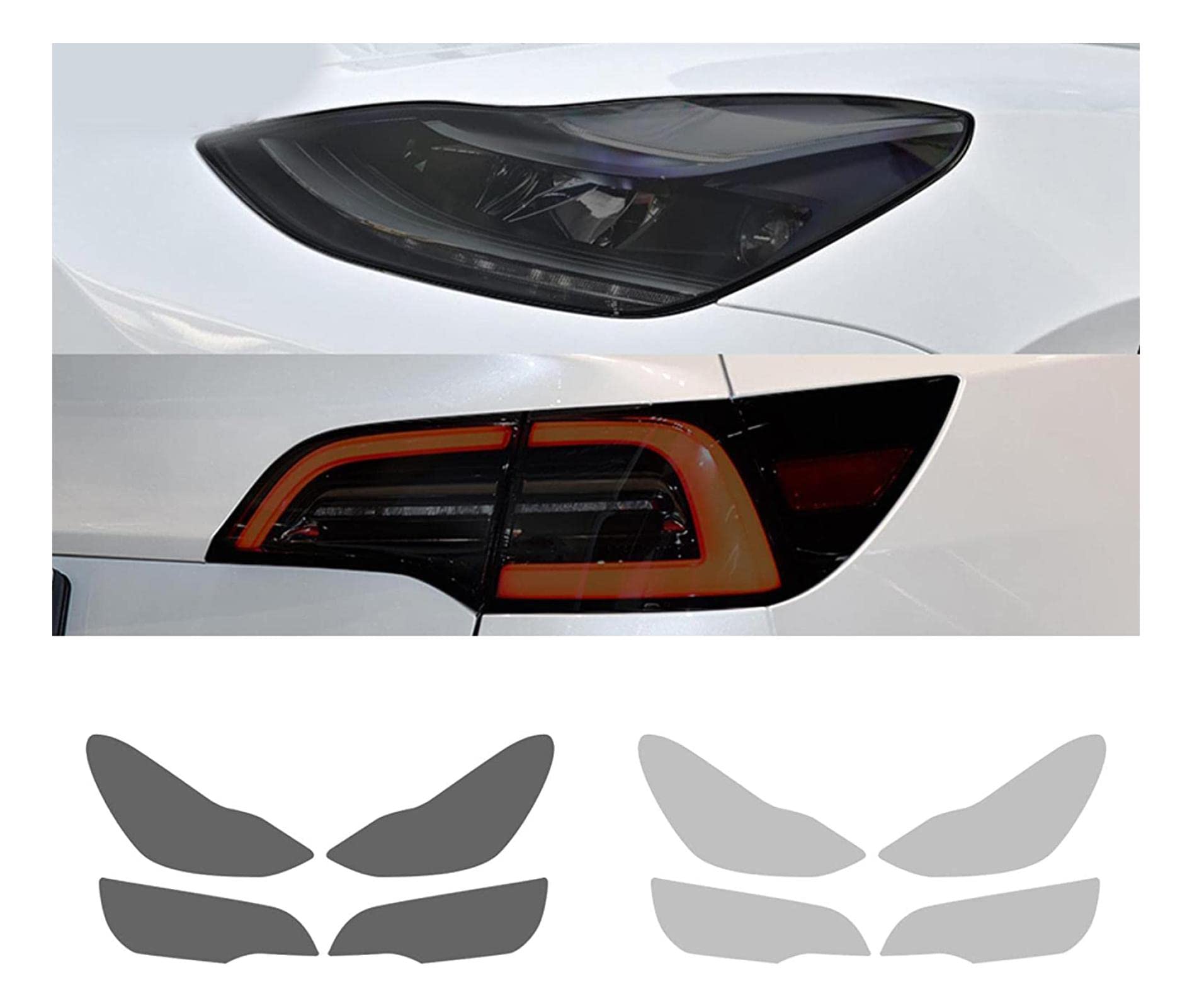 Folia do reflektorów samochodowych Dla Tesla Model 3 2017 2018 2019 2020 2021 reflektor samochodowy folia ochronna wędzony czarny odcień folia winylowa przezroczysta naklejka z tpu