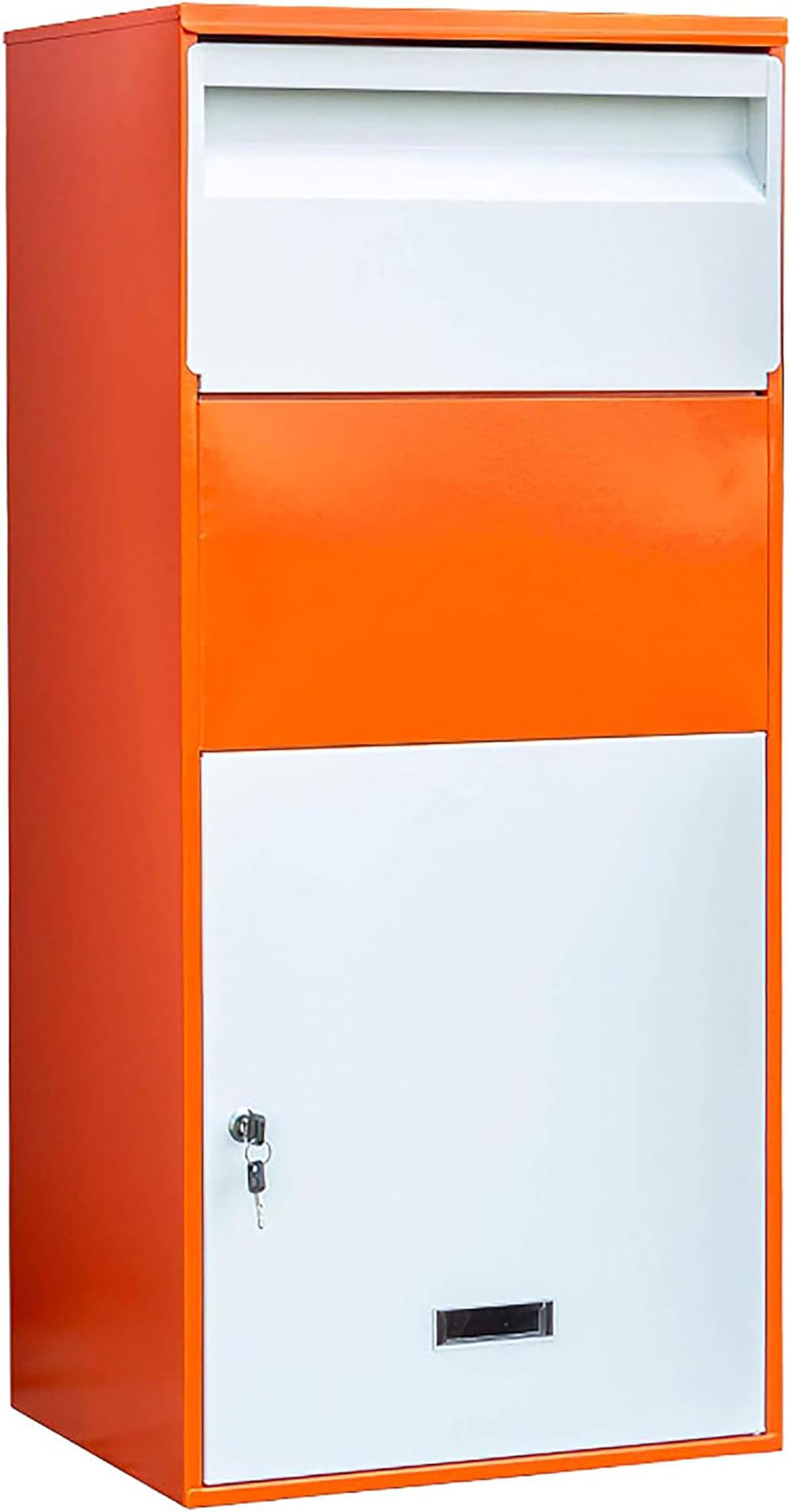 CHEKZ Large Parcel Drop Boxes for Outside Houses, Waterproof Safe Secure Delivery Box Wall Mounted Post Boxes Safely Letterbox Mailbox with Two Spare Keys,Orange