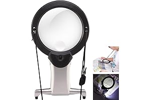 2.5X Illuminated Magnifying Glass Necklace with 6X Lighted Magnifier for Seniors Reading