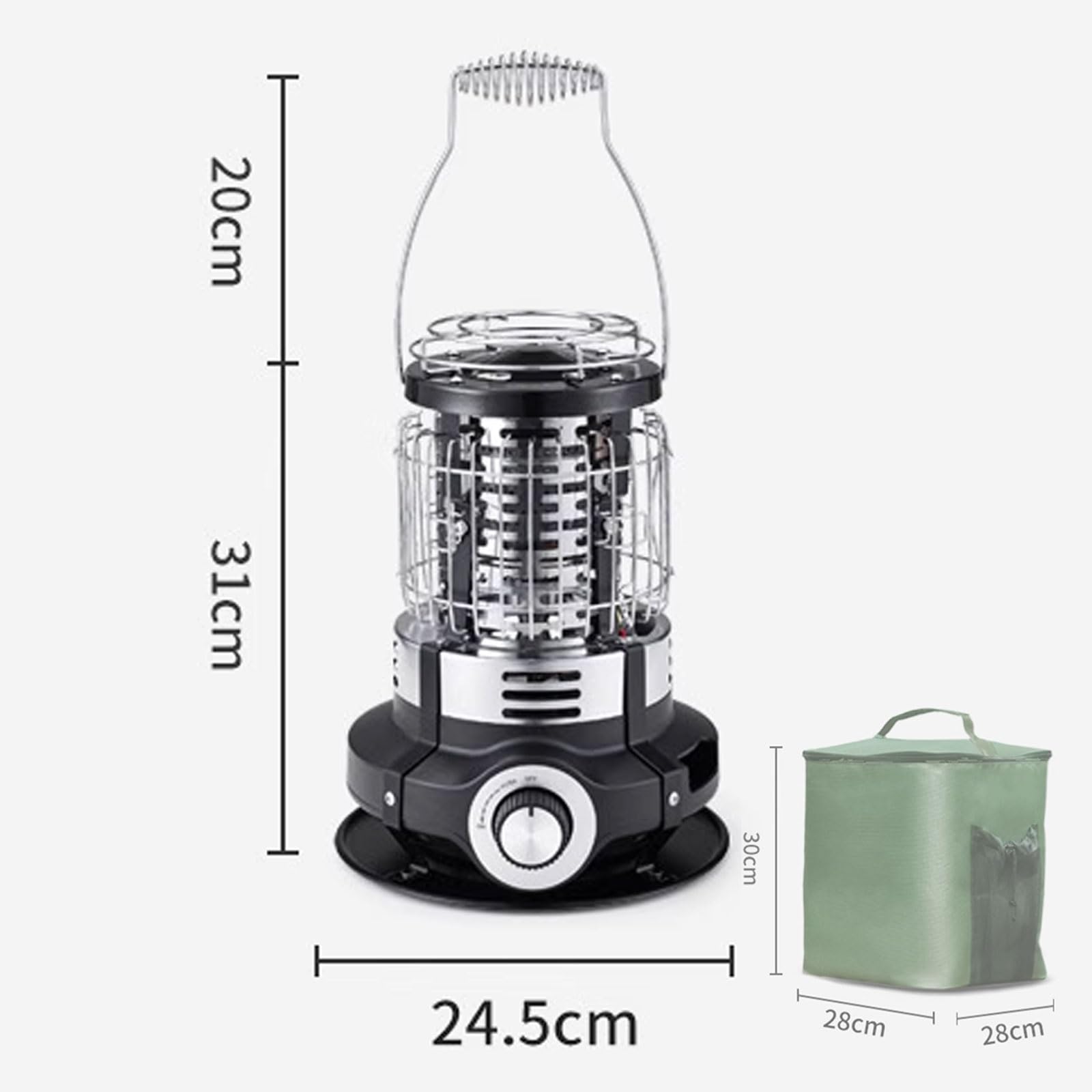 Ogrzewacz Gazowy Do Tarasu Zewnętrzny, 1,5 KW Regulowany Wyłącznik Bezpieczeństwa, Ogrzewanie 360° I Gotowania, Stal Nierdzewna, 24,5 * 25,2 * 31 Cm(White)