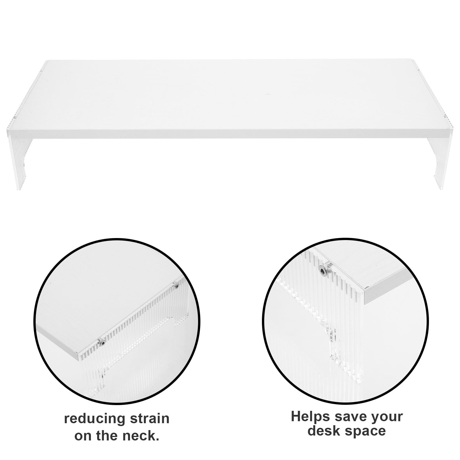 Supporto per Laptop e Monitor da Scrivania in Acrilico e Legno, Resistente alla Deformazione, Salvaspazio per Ufficio e Casa