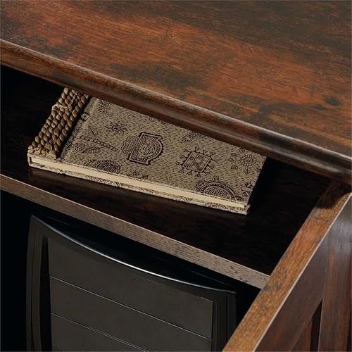 Miniatura 4 de Pemberly Row Escritorio en forma de L para oficina en casa con almacenamiento en torre de computadora en Curado Cherry