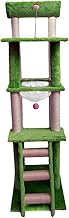 TresGatos Árbol Torre Rascador Gato Hecho España 4 Pisos Escalera Cama Columna sisal Semiesfera Transparente Juguete Mascota (Verde)
