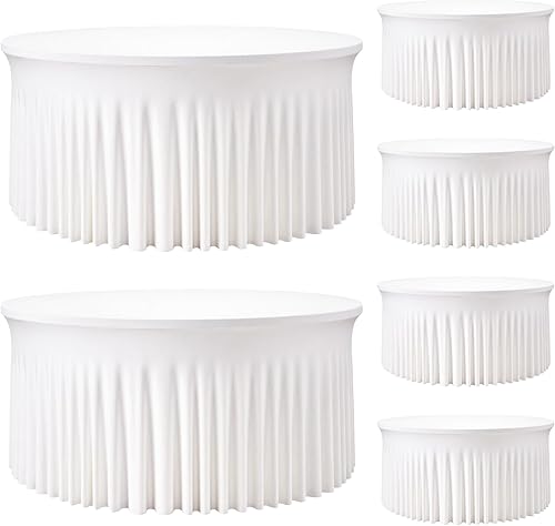 Miniatura 93 de Mantel redondo de 60 pulgadas blanco con borde elástico – Mantel ajustado sin arrugas y lavable para mesa redonda de 5 pies, mantel reutilizable