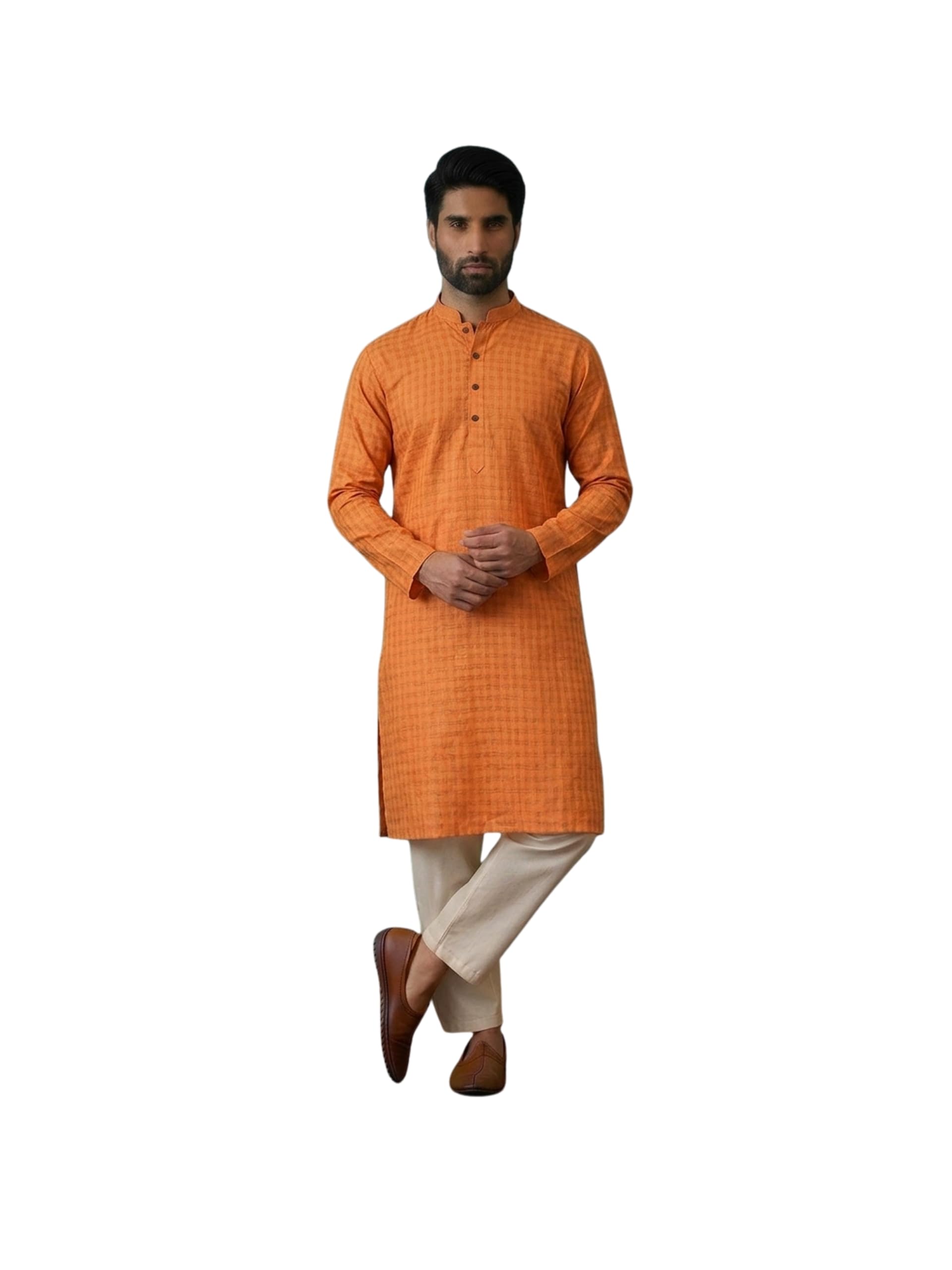 sojanya ( Since 1958 Mens Cotton Linen Solid Plain Weave Full Sleeves Mandarin Collar Kurta - Timeless Elegance for Eid & Holi Festivals-picture-37