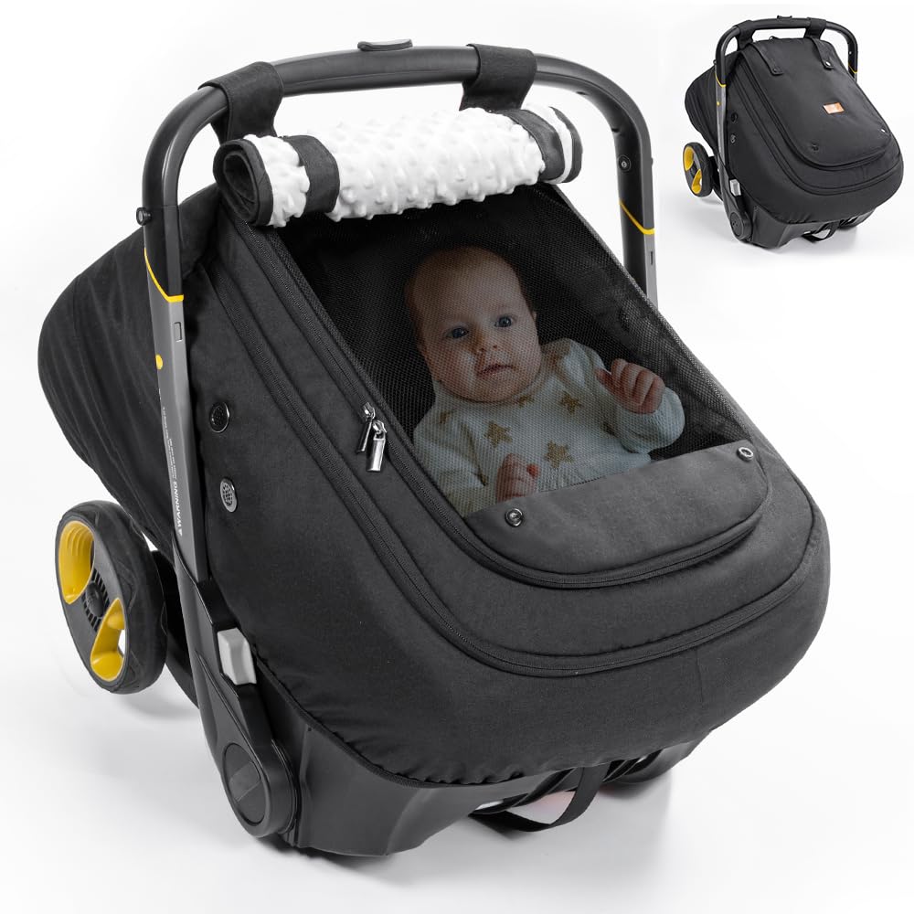 Bioby Waterproof Baby Car Seat Cover Infant Car Seat Cover for Boy Girl Roomy Cozy Windproof Sun Protection
