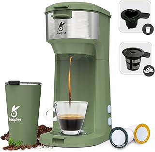 Coffee Maker, Single Serve Coffee Maker Compatible with K-Cup Pod & Ground Coffee, KINGDOO Thermal Drip Instant Coffee Mac...