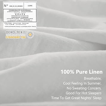 Simple&Opulence Linen Sheet Set with Embroidery Washed and Linen Pillow Shams Basic Style