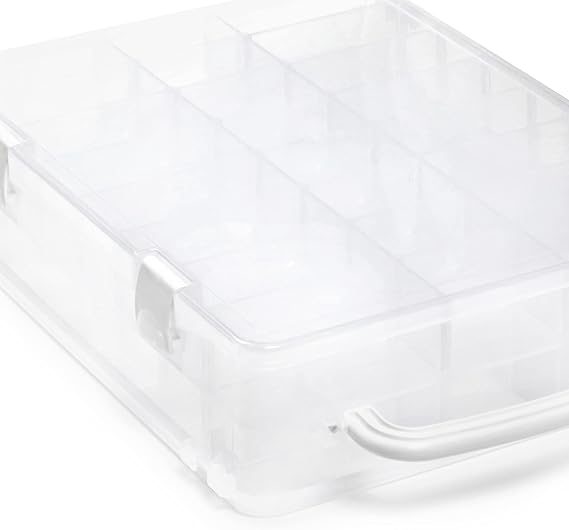 Dritz Double-Sided Thread Storage Box, 48 Compartments, Clear