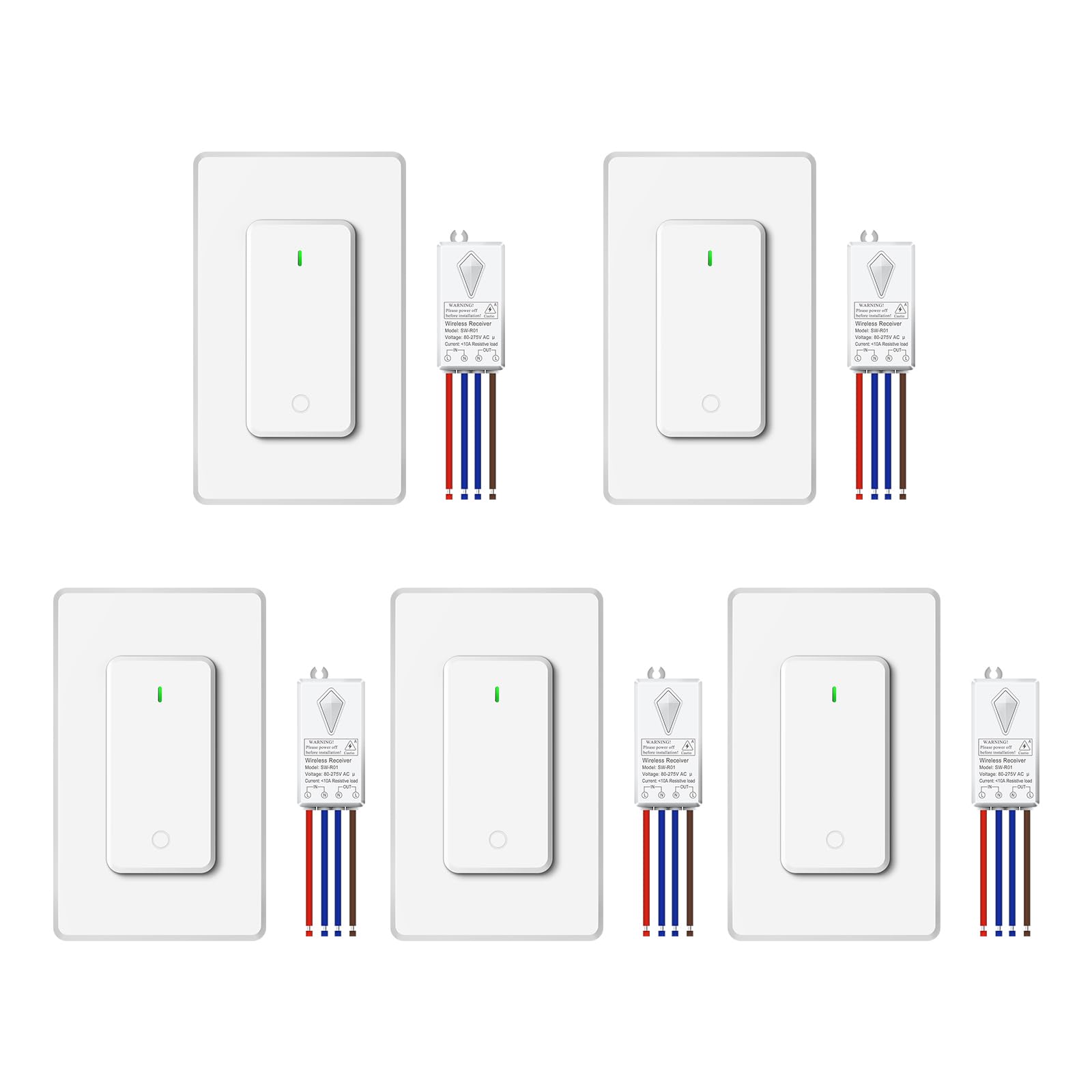 Funkschalter Set,NineLeaf 4PK Funk Lichtschalter,400m Reichweite,IP66 wasserdicht,ohne Stromverdrahtung, Einfache Installation,für Innen- und Außenbereich,Lampen,Deckenleuchten