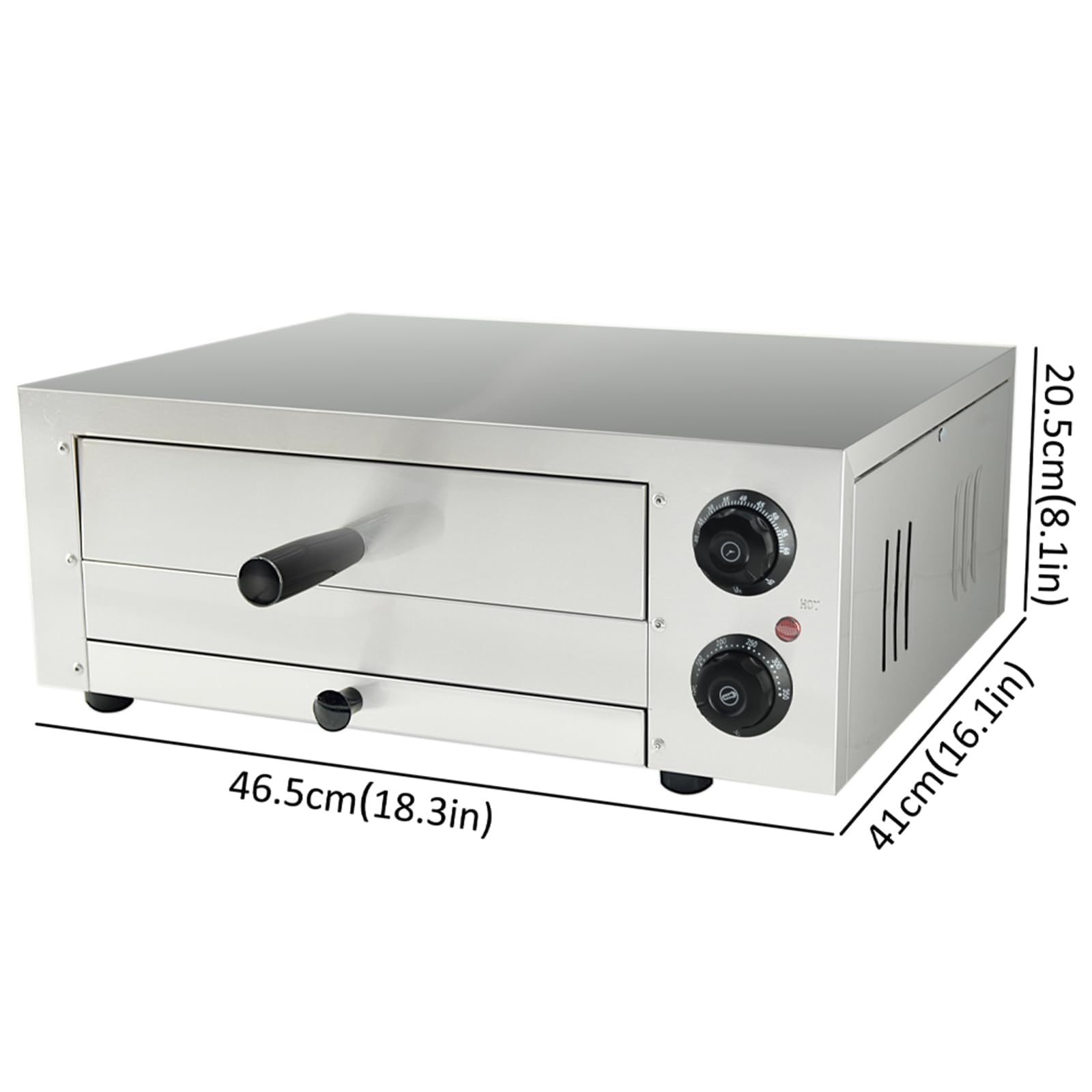 TAIMIKO Pizzaofen elektrisch,Mini Backofen 12‘’ große Professioneller Elektrischer Pizzaofen 1 Kammer Pizzabackofen Pizza Pizzastein & Regal Gastro Steinbackofen, Brot, Kuchen, Pasteten usw (12'')