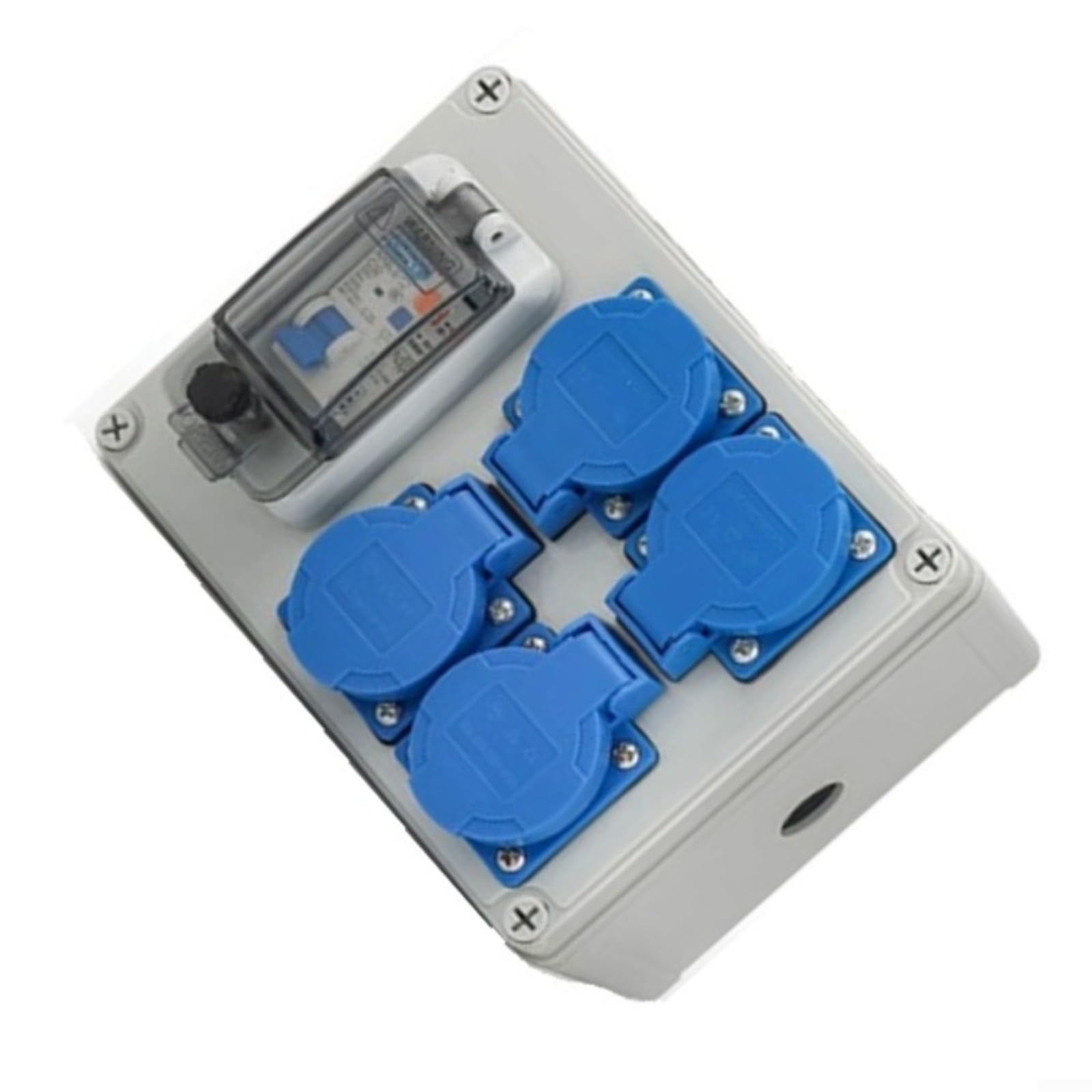 Répartiteur mural IP54 250 V 16 A avec interrupteur FI, 4 prises pour Schuko, boîtier ABS
