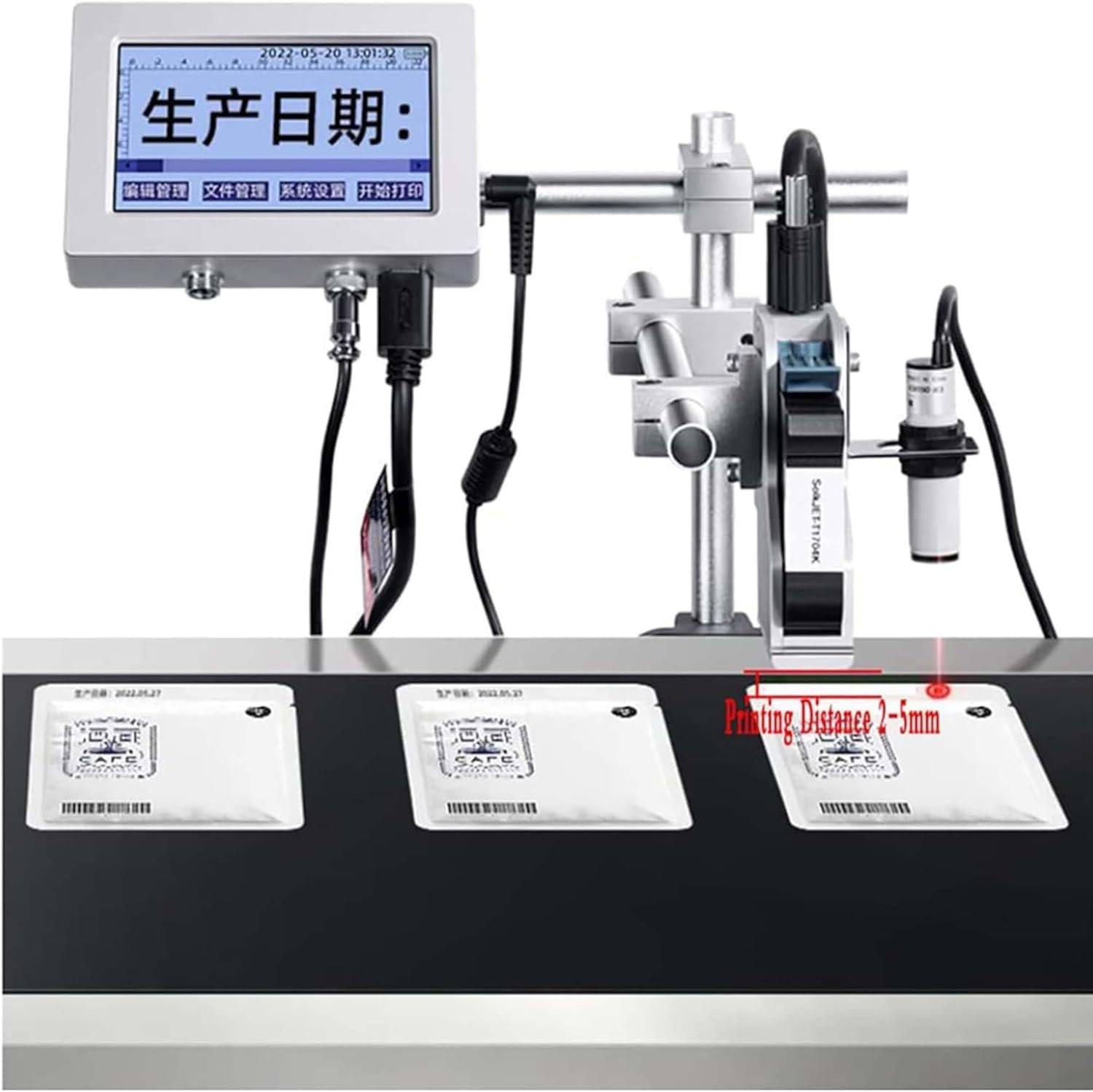In Line Inkjet Coder, Przemysłowa drukarka atramentowa, Automatyczna maszyna do kodowania atramentowego, Do kodowania kodów kreskowych/numerów partii/etykiet/obrazów/dat 12.7mm