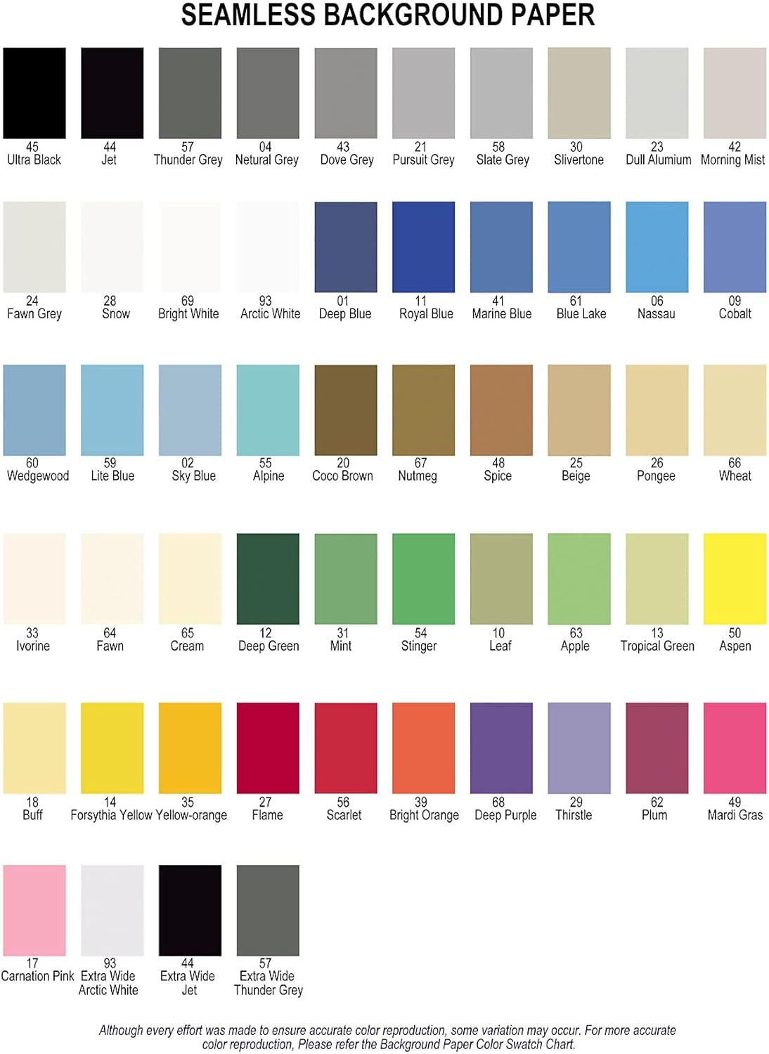 Phsureo Seamless Photo Photography Backdrop Backdrops Background Backgrounds Paper Roll, 53" x 16', 70" x 32', Assorted Colors (53”x16', #93 Arctic White) : Electronics