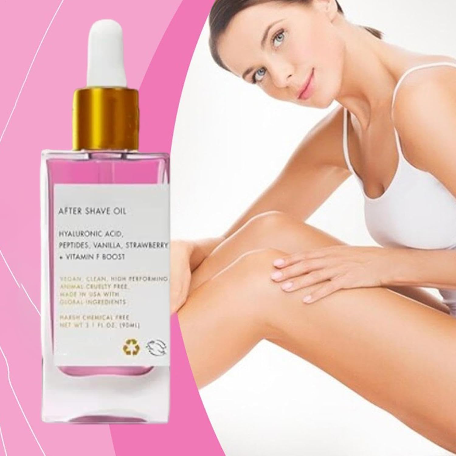 After Shave Oil - Strawberry & Vanilla Scent, Truly After Shave Oil Women for Smooth Skin, Vainilla de Fresa Después de un Aceite de Afeitar Mujeres (2)