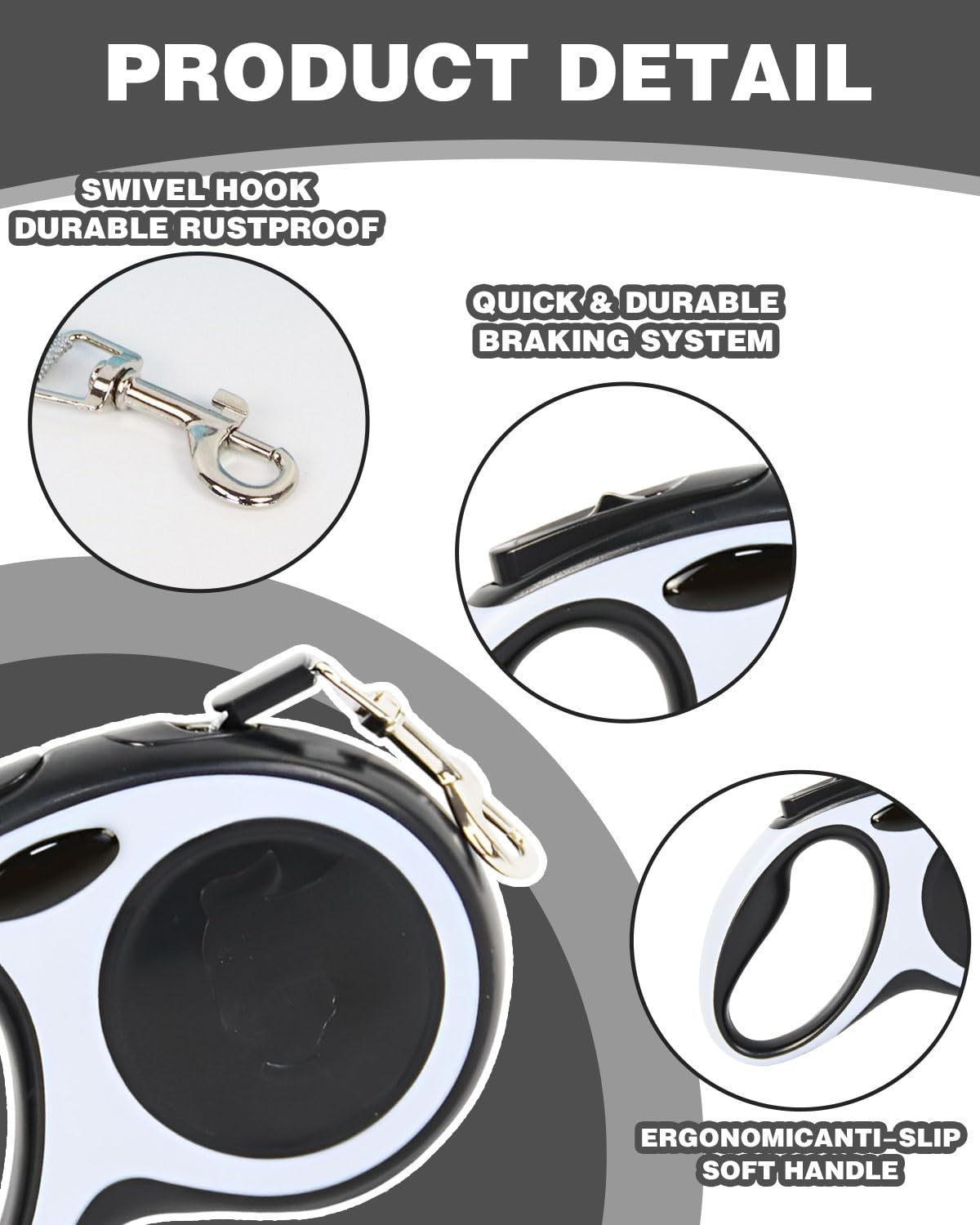 IPNSDON 1PCS Retractable Dog Lead, 5m/16ft Dog Leads for Large Dogs up to 50KG - Image 3