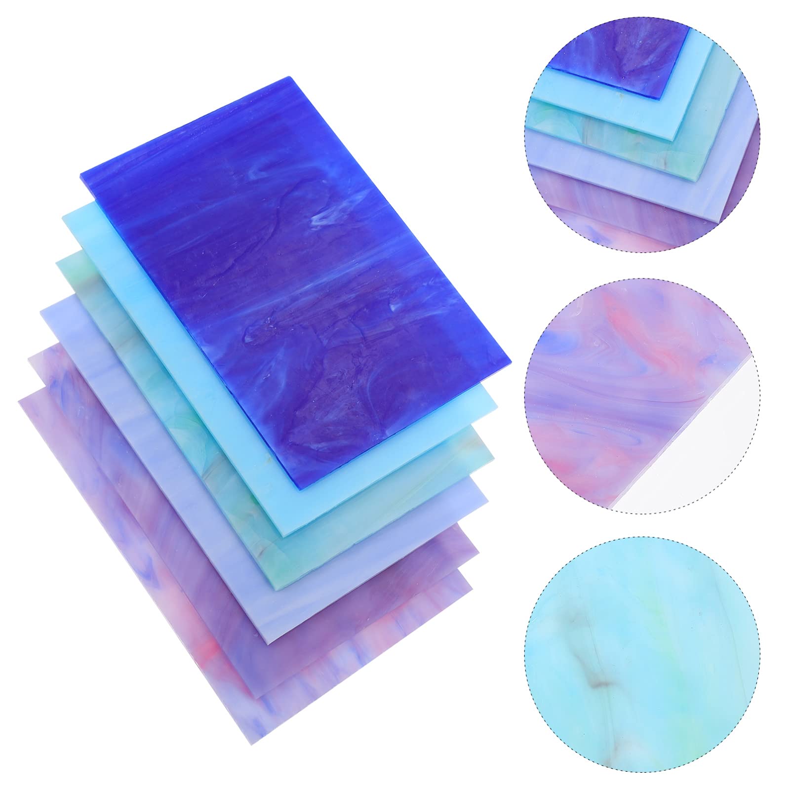 Artibetter Lot de 6 pièces en verre teinté motif feuilles d'eau pour projets de vitrail, arts de mosaïque