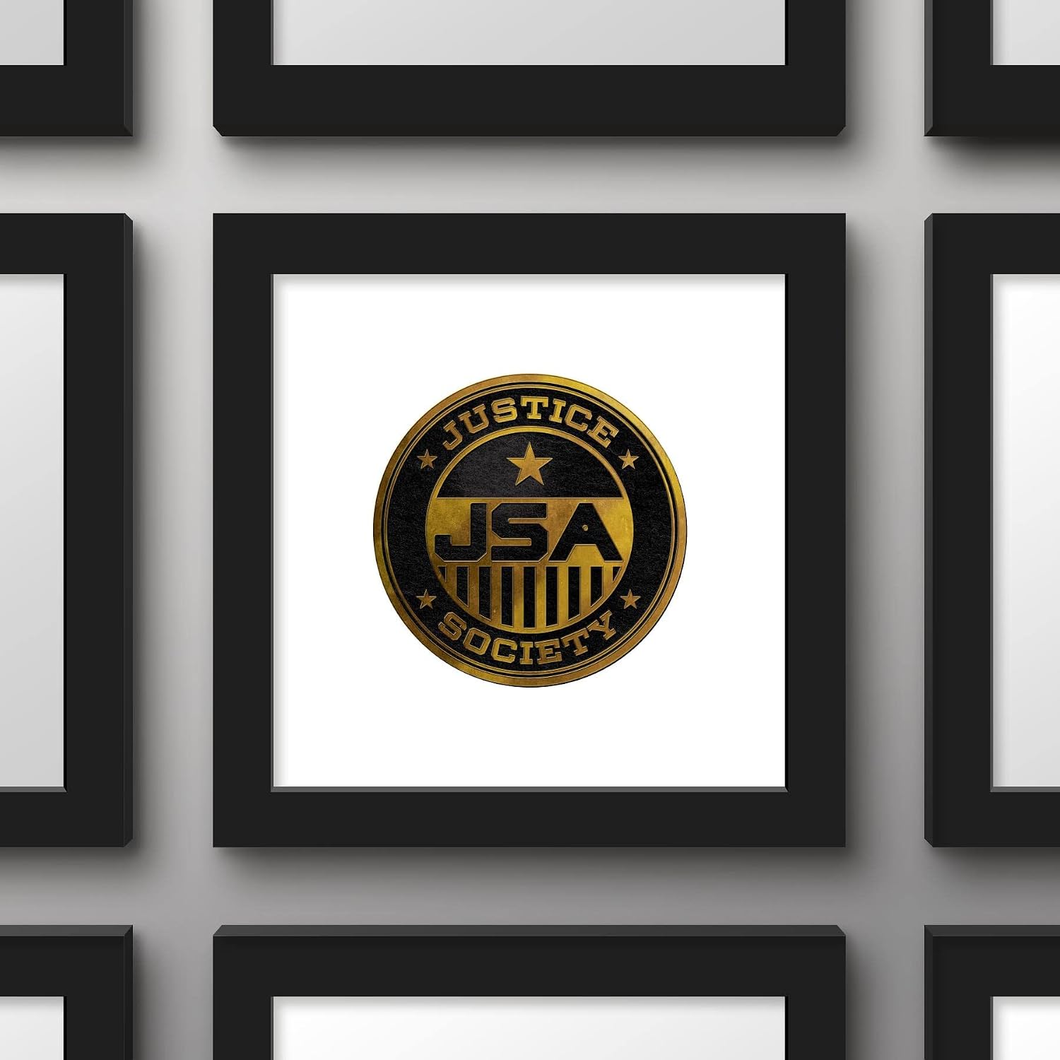 Gallery Pops DC Comics Movie Black Adam - Justice Society Emblem Wall Art, Black Framed Version, 12'' x 12''