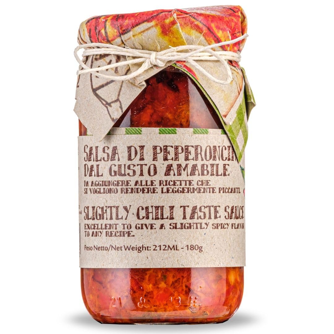 ARTIGIANI DEI SAPORI - Crushed Calabrian Chili Pepper Sauce, Mild, 6.3 oz | Slightly Spicy, Sweet Chili Peppers with Ripe Tomatoes for Pasta or Sauce,
