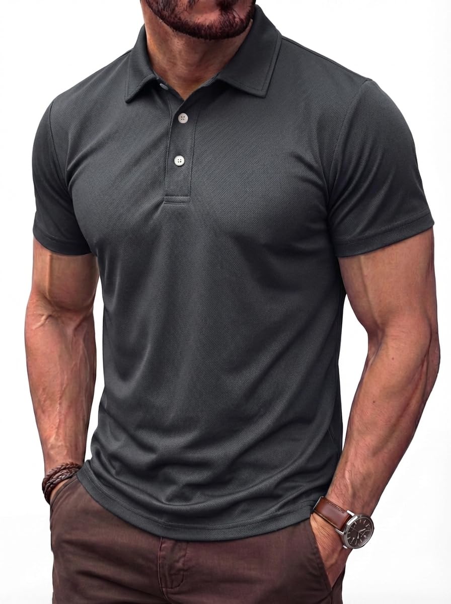TACVASEN Poloshirt Herren Kurzarm Sommer Polo Shirt Männer Golf Polohemd Atmungsaktiv Funktionsshirt Basic Sport Shirt