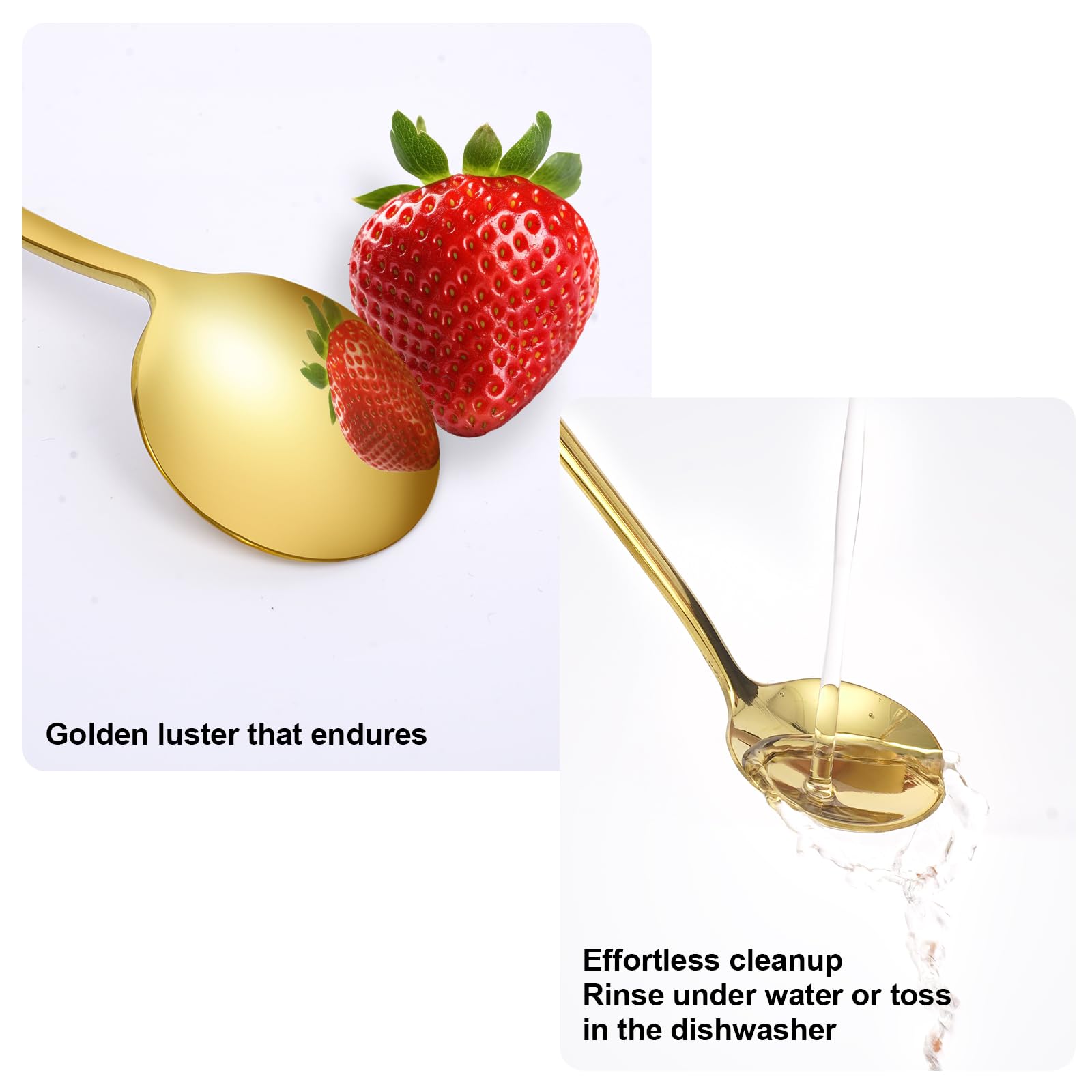 4 cucharas de café doradas de 6.7 pulgadas para cafetería, estación de café, cuchara agitadora de mango largo dorado para café, té helado, cucharas de espresso de acero inoxidable 304