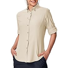 Women's UPF 50 Sun Protection Fishing Safari UV Shirt Long Sleeve Camping Hiking Outdoor Travel Button Down Shirt