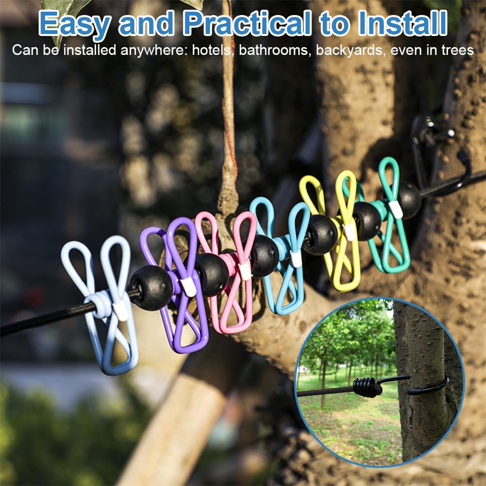 Lot De 2 Cordes à Linge De Camping Extensibles - Avec 12 Pinces, Longueur 185 Cm, Portable Pour Voyage, Camping - 12
