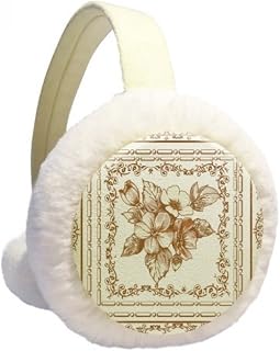 Barroco Art Flower Frame Modern Pattern Winter Ear Warmer Cable Knit Furry Fleece Earmuff Outdoor