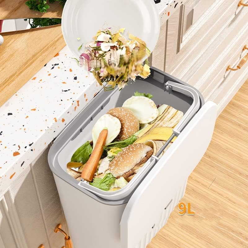 PIKFOS Space-Saving Durable Plastic Waste Bin with Press-Top Opening & Toilet Paper Holder - Kitchen Trash Solution | Modern Trash Can | Sleek Waste Container, Bathroom Trash Can (WHITE) 4