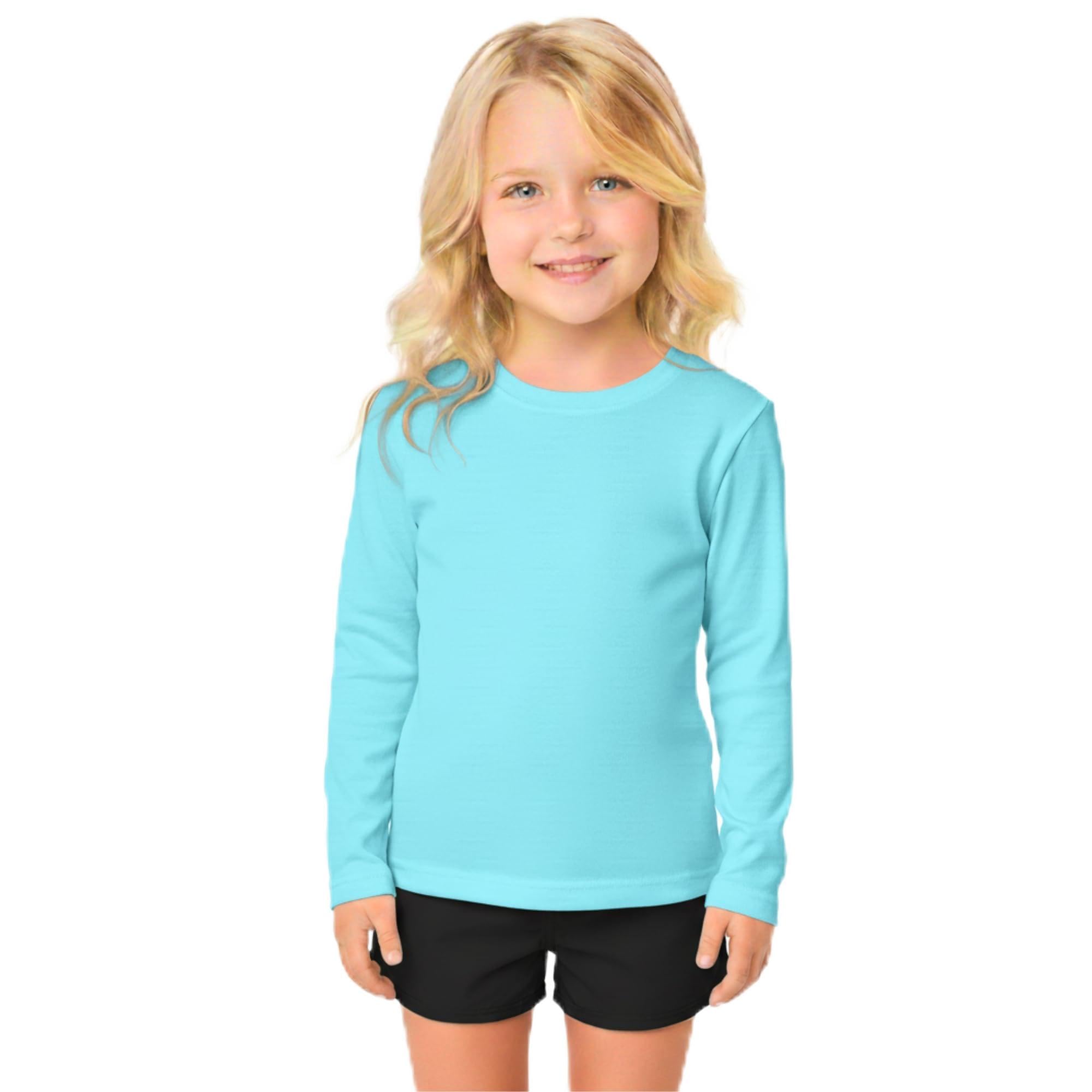 INGEAR Girls Long Sleeve Rash Guard Swim Shirt Outdoor Sports Shirt Lightweight Athletic Tee Protective Quick Dry