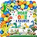 Cheereveal One A Saurus Birthday Decorations, Dinosaur 1st Birthday Decorations Balloon Garland Arch Kit with Roar Oneasaurus Backdrop Dinosaur Balloon for 1st Birthday Decorations Boys Girls