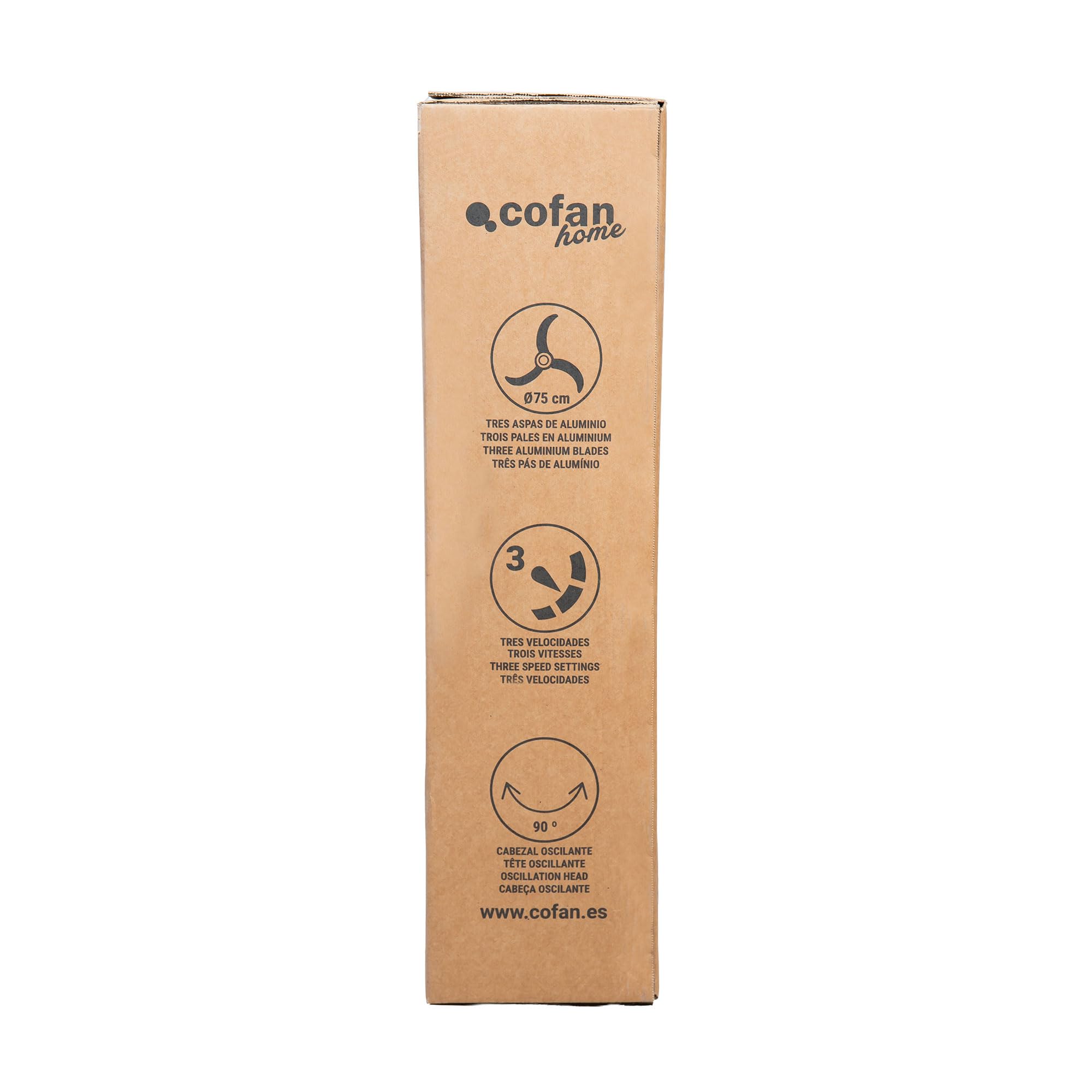 Cofan Ventilador de Pared Industrial con 3 Velocidades Ø75 cm, Motor Potente 240 W, Oscilante, 3 Aspas de Aluminio de Alto Rendimiento, Color Negro