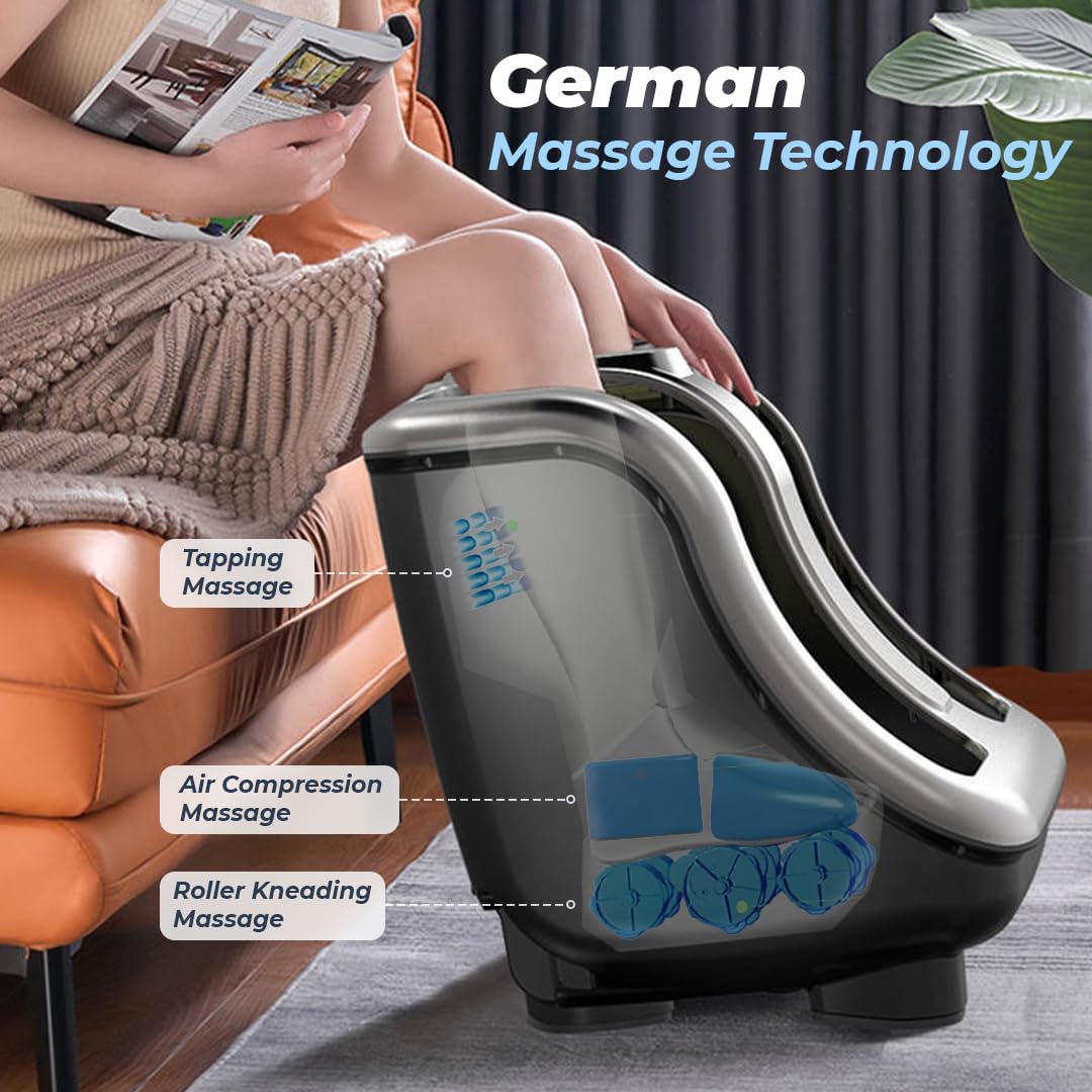 Flexnest 2026 Newly Launched Heated Calf, Foot and Leg Massager Machine for Home - Pain Relief Massage for Legs - Heat + 4 Vibration Motors (Bliss Massager - Black) 3
