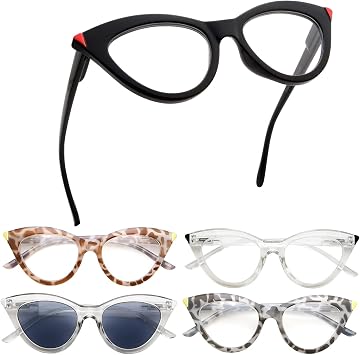 GUD Cat-Eye Style Reading Glasses for Women - 5 pairs Ladies Readers for small size +0.75