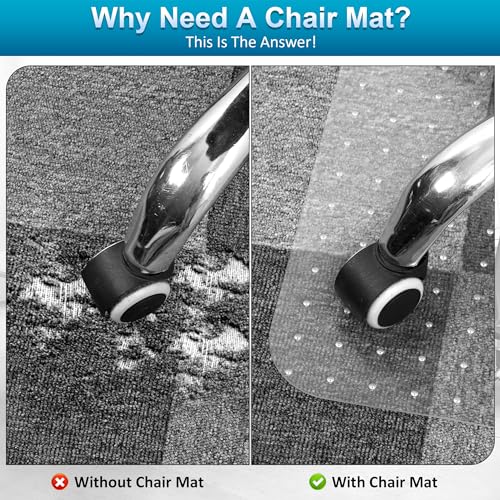 Beswin Desk Chair Mat For Carpeted Floors, 30 Inch X 48", Transparent Office Chair Mat For Low Pile Carpets thumb #2