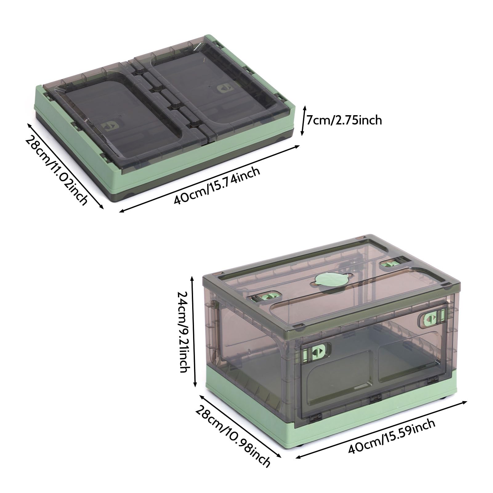 DreamHaven 4Pack Aufbewahrungsboxen mit Deckel 28L faltbare Aufbewahrungsboxen mit Rädern zusammenklappbare Transparente Aufbewahrungsboxen für Spielzeug Kleidung Snacks und Schuhe,Grün