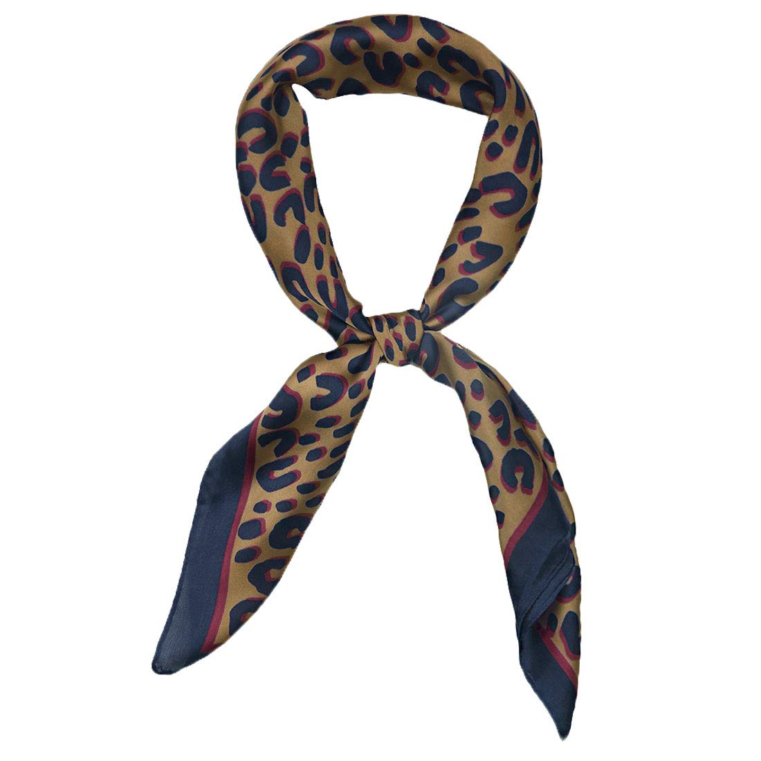 Allegra K70cm Animal Leopard Print Silk Like Square Scarves Kerchief Neck Head Scarf Neckerchief Bandana