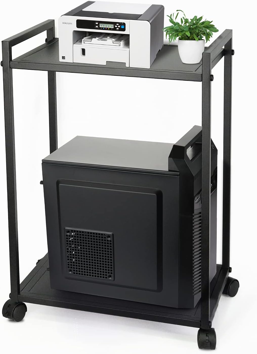 Bfttlity CPU Stand 2-Tier Computer Tower Desktop Stand Mobile Cart Holder with Lockable Wheels for Office Home : Office Products