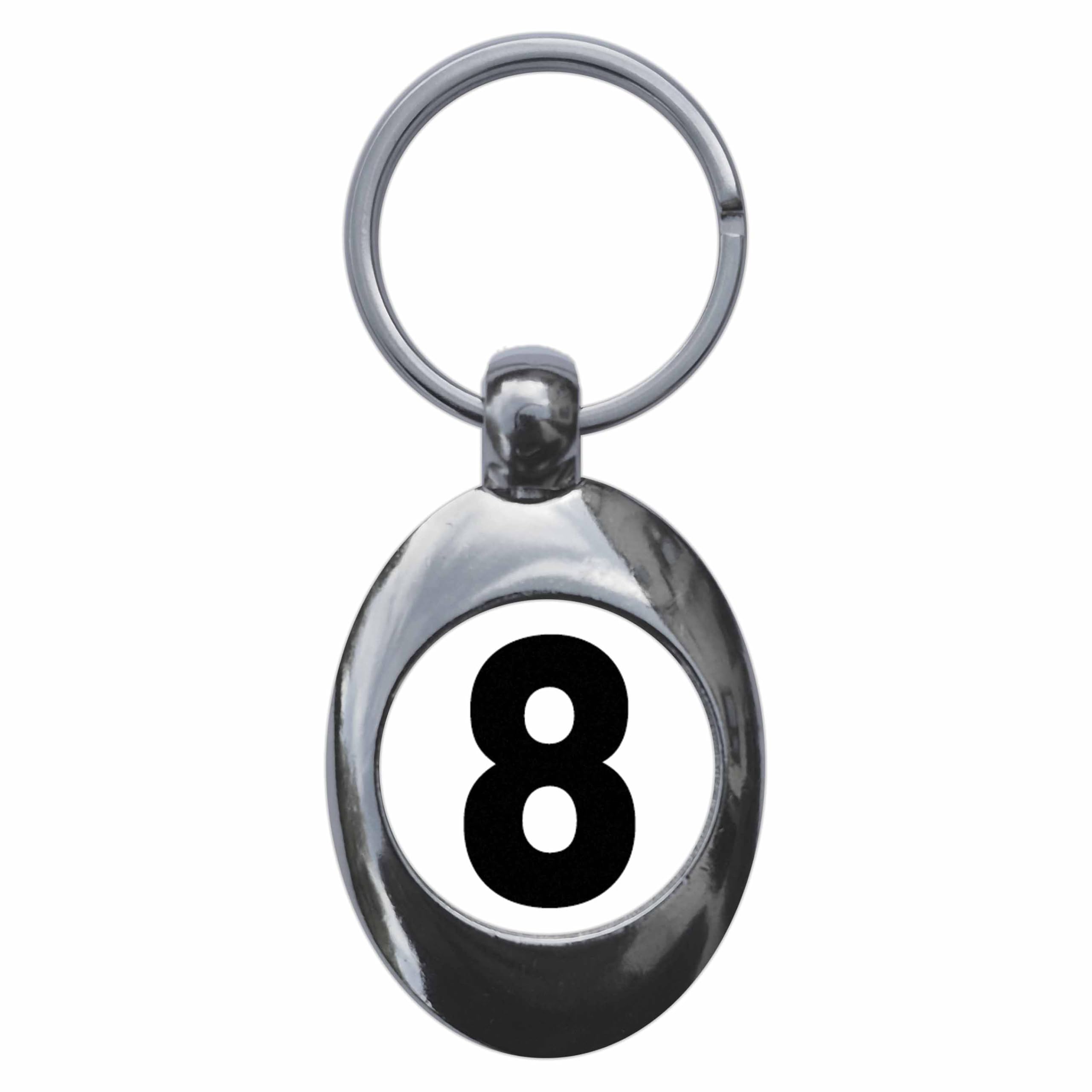 Ozorath Plain Number 8 Eight Keyring Keychain Key Ring Chain With Trolley Coin
