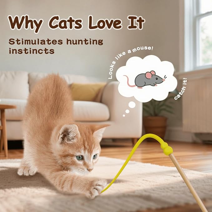 Juego de 3 Varitas para Gato de Silicona y Madera miniatura 2