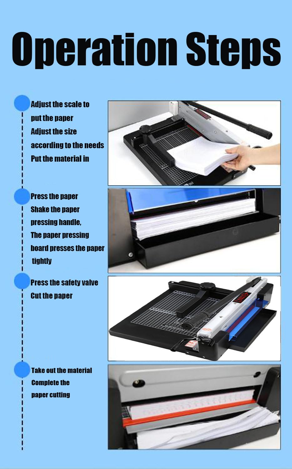 Taglierina per carta resistente, tagliacarte manuale da tavolo, per carta a strati spessi, design impilabile per uso industriale e commerciale