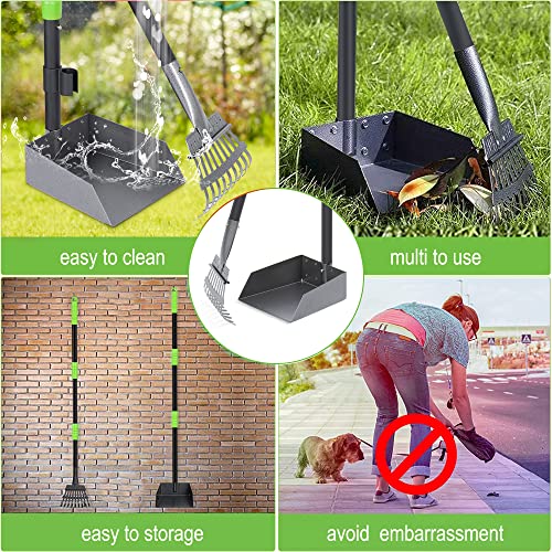 Image of Niubya Pooper Scooper for Dogs, Metal Poop Scooper Tray and Rake Set with Adjustable Long Handle, Dog Pooper Scooper for Pet Waste Removal