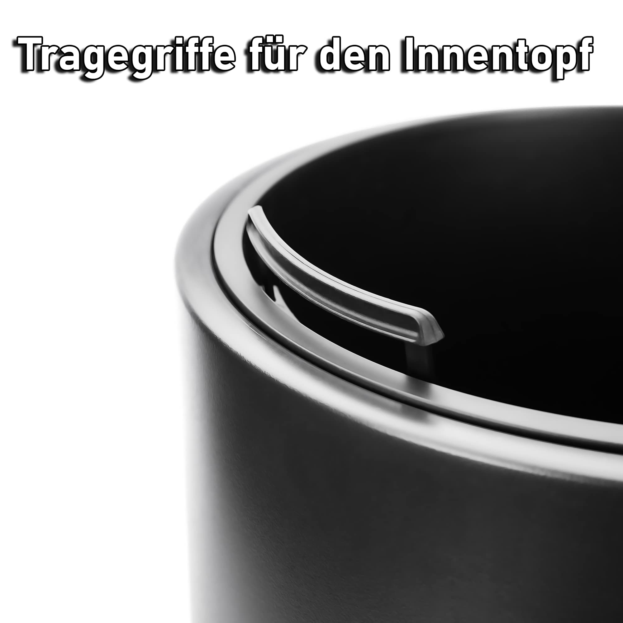 BigDean 3X Blumentopf Style ø 46 cm anthrazit + Innentopf Blumenkübel XL | wetterfester Pflanztopf groß - aus bruchsicherem Kunststoff - Pflanzkübel groß Außen & Innen geeignet