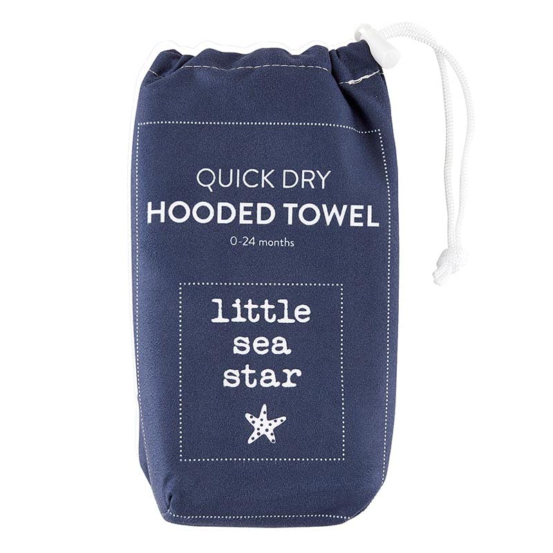 Image of Stephan Baby Towels - Quick Dry Microfiber Infant or Toddler Beach Towel with Hood, 30-Inch Square, Navy - Lil Sea Star