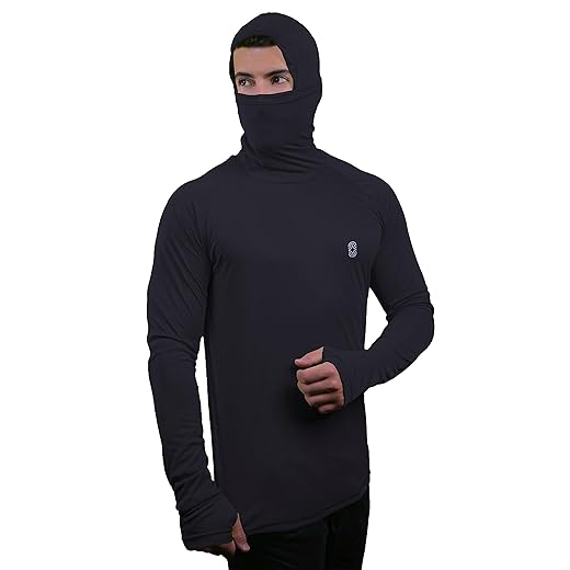 Camiseta Skube Com Máscara e Capuz Proteção UV 50+ Dry Fit Segunda Pele Térmica Tecido Termodry Manga Longa Dedeira
