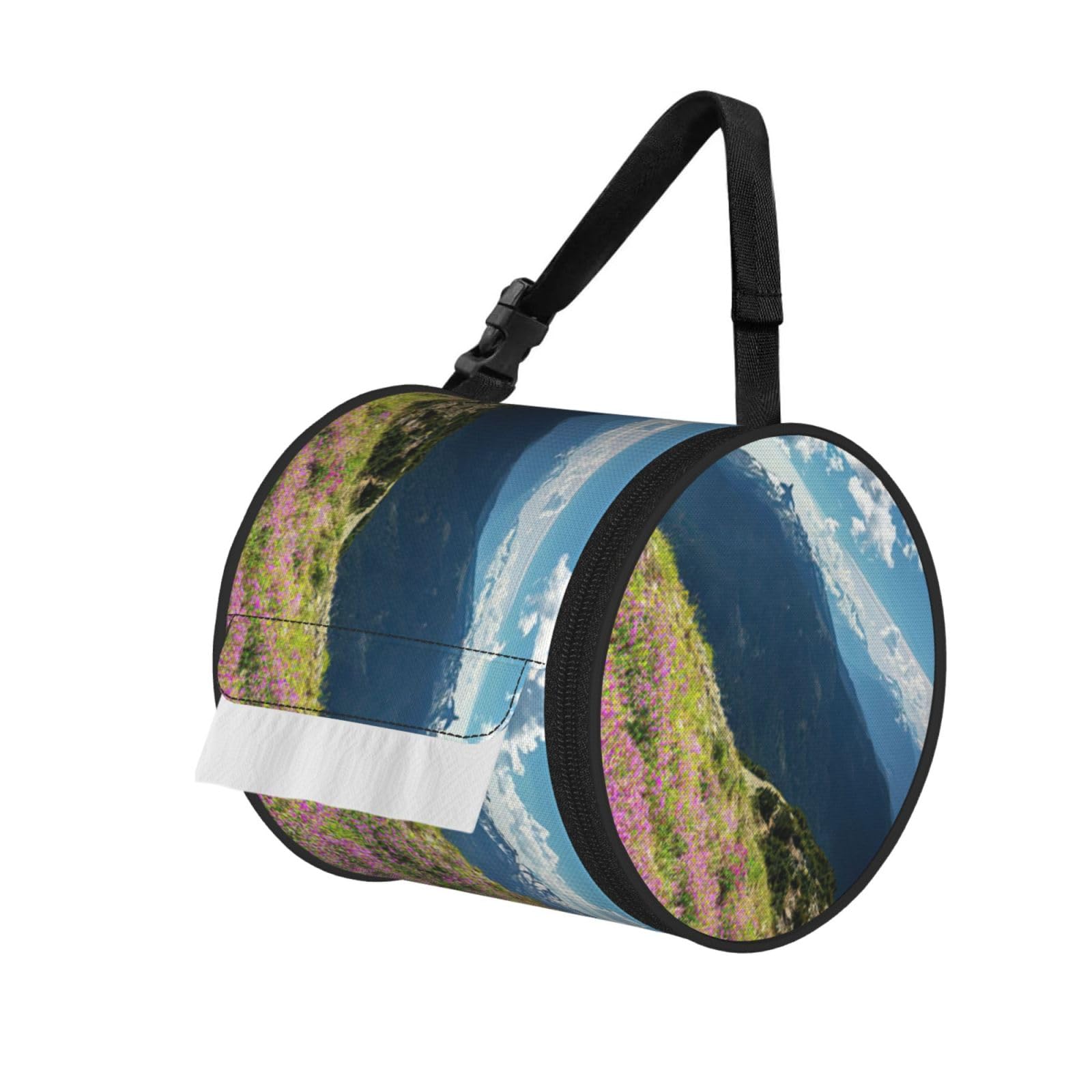 Mountains Print Fashion Tissues Organizer Box, Hanging Tissue Holder For Purse Coins For Car Office Daily Outing