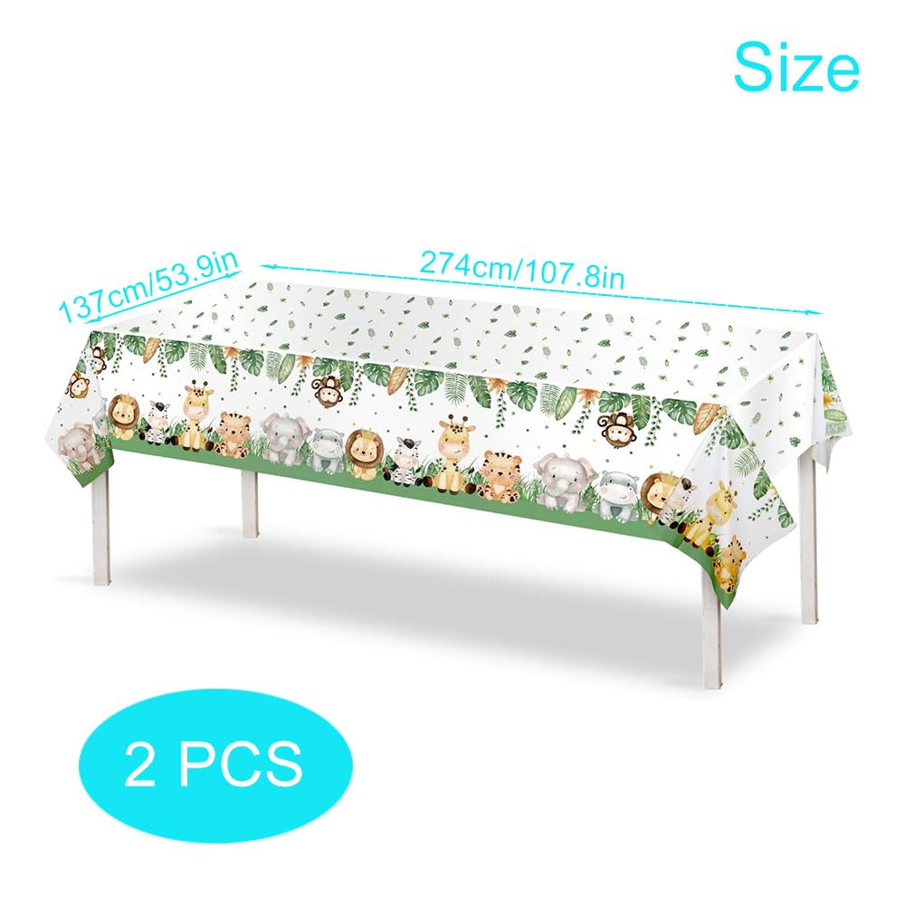 2 Tovaglie Safari Animali - Rettangolari 137x274cm, Verde, Impermeabili, Per Feste E Picnic - Foto 7